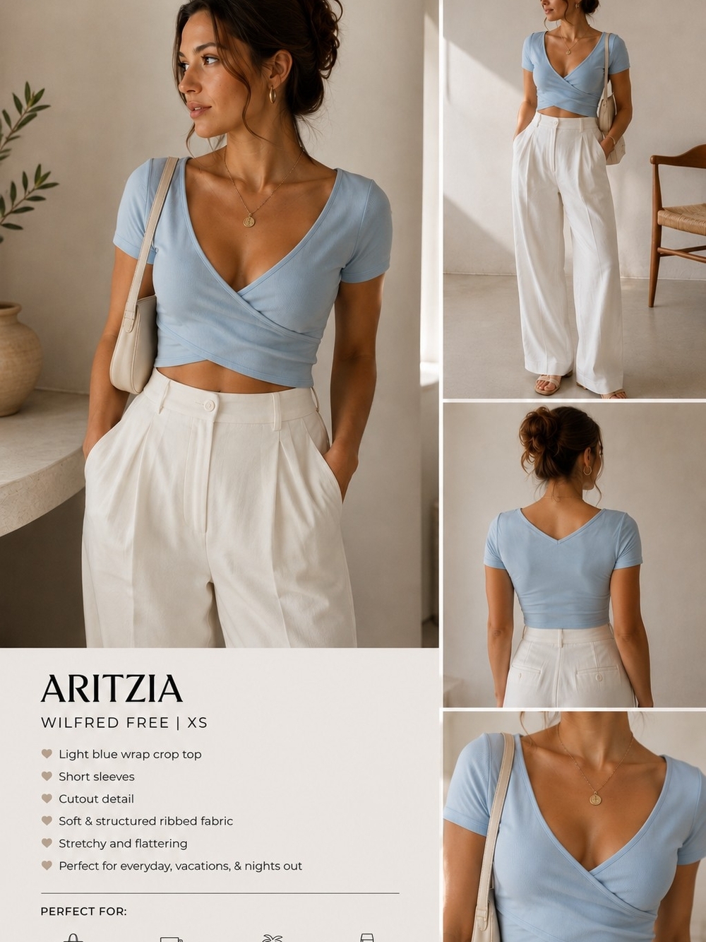 Wilfred Free Light Blue Wrap Crop Top